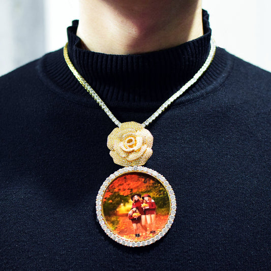 Custom Rose Iced Photo Pendant