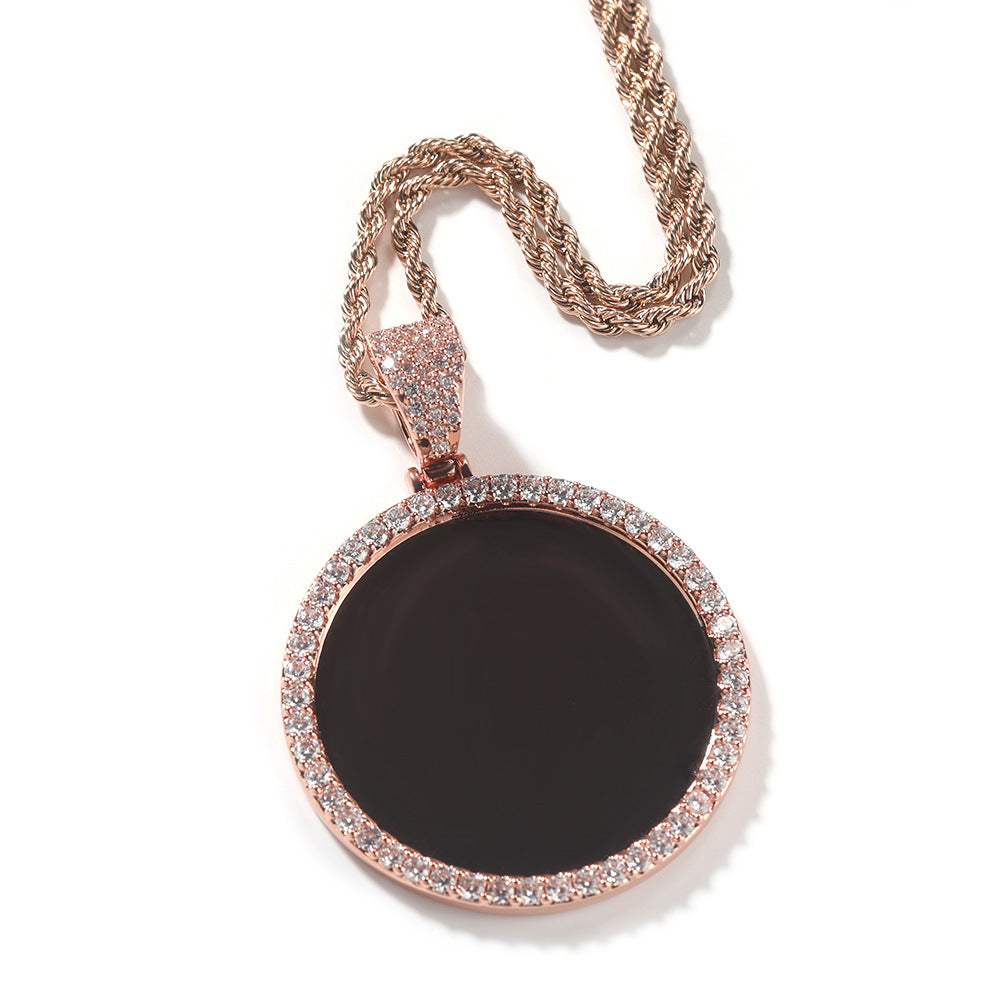 Round Iced Out Picture Pendant