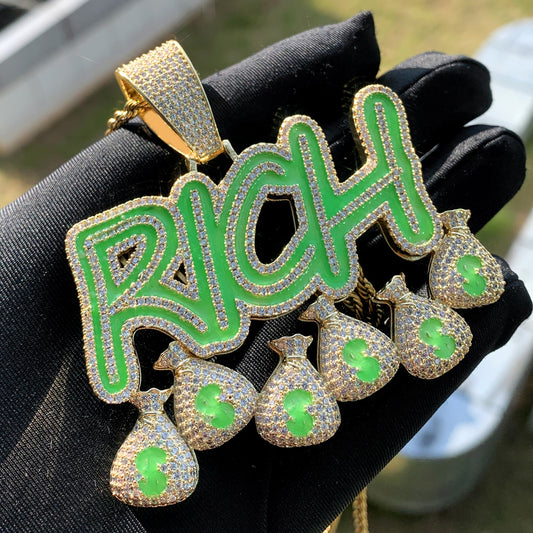 Gold Rich Pendant - Night Glow Money Bag Drops