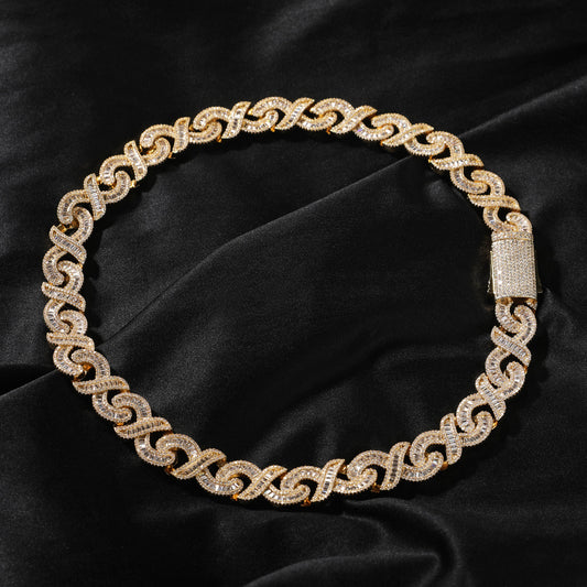 15MM Yellow Gold Cuban Link Chain - Iced Out Infinity Links