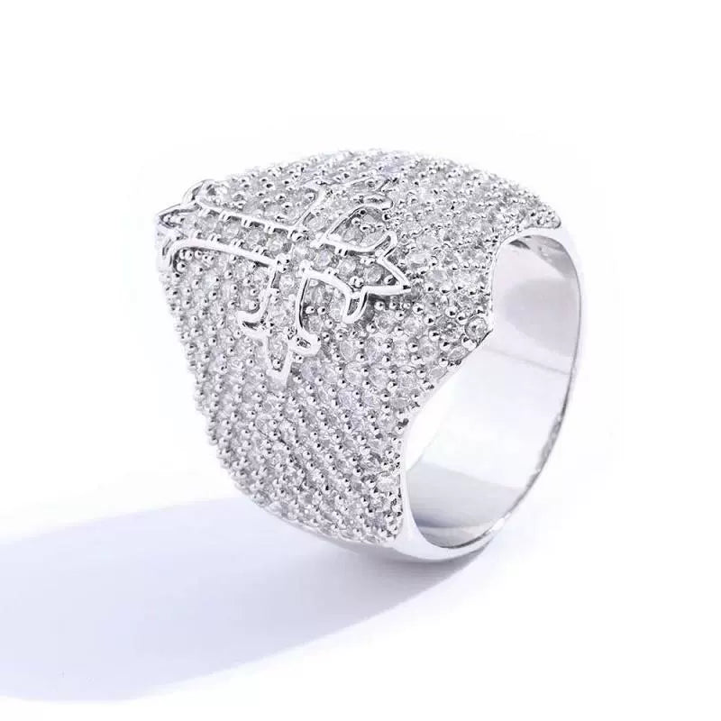 Cross Zirconia Ring - Ice Grind