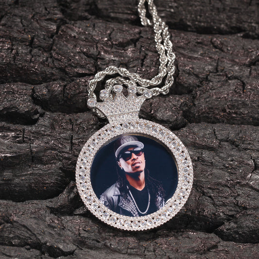 Iced Out Crown Custom Photo Pendant