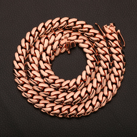 14MM rose gold Miami Cuban link chain front view