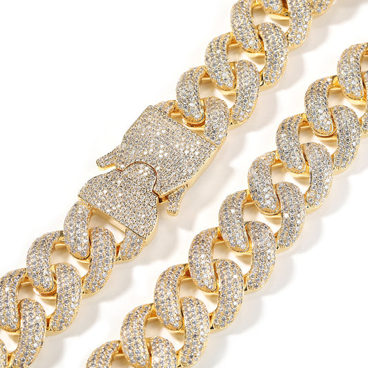 20MM Gold Cuban Link Chain - 4-Row Heavy Iced VVS Design