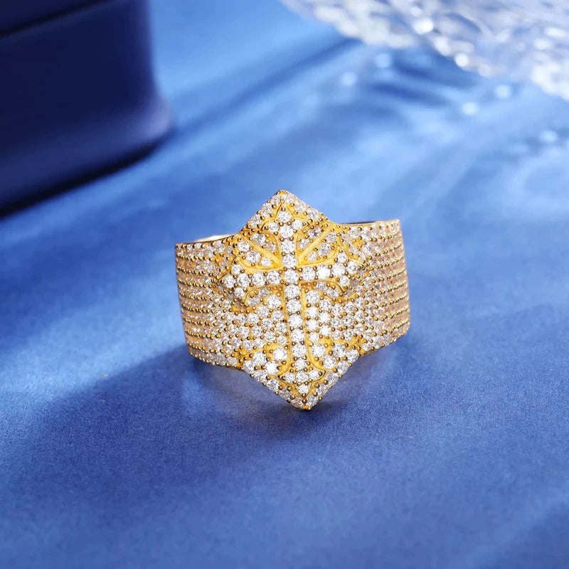 Cross Zirconia Ring - Ice Grind