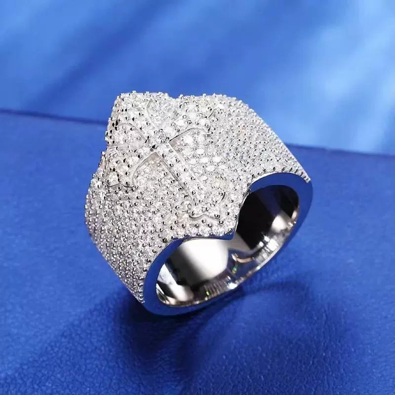 Cross Zirconia Ring - Ice Grind