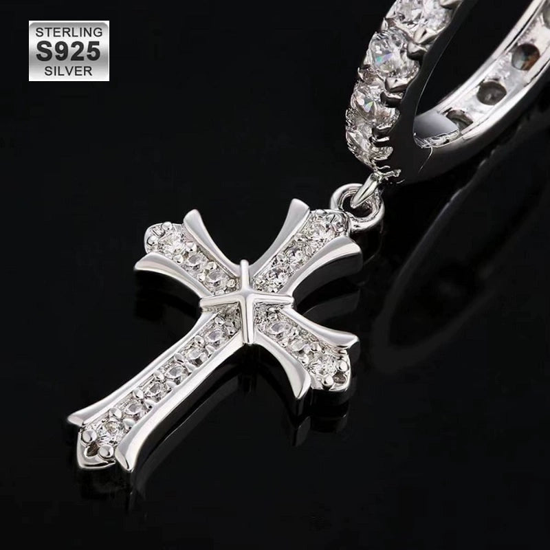 S925 Cross Earrings - Ice Grind