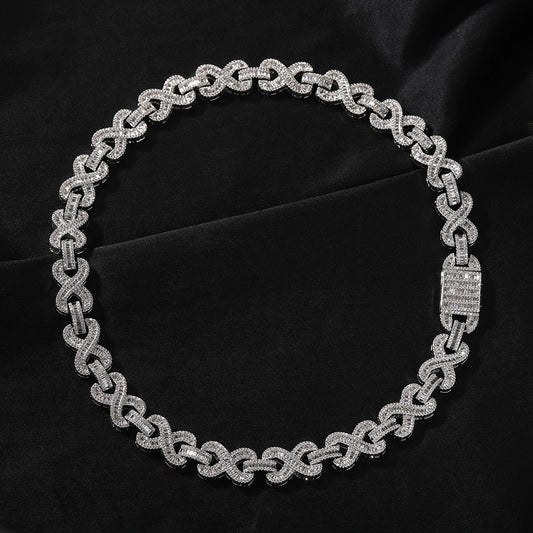 16MM White Gold Infinity Link Chain - Full Iced Figure-8 Design