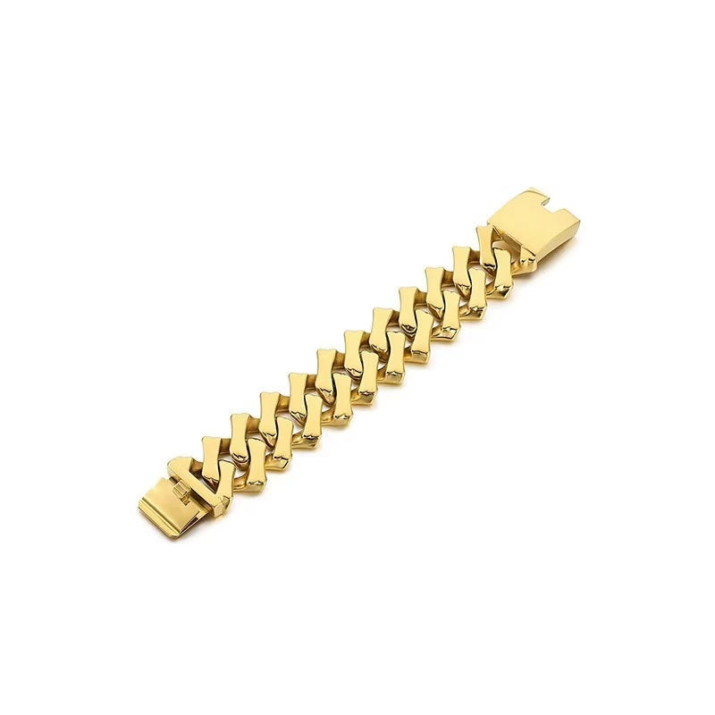 32MM Iced Out Mega Cuban Bracelet – 18K Gold Finish - Ice Grind