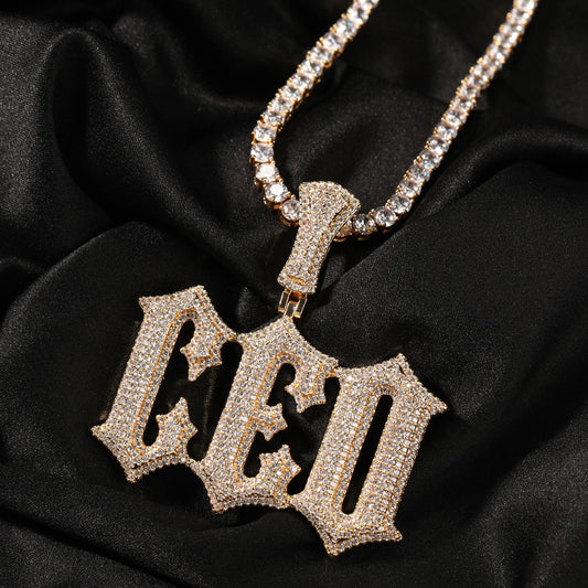 Gold Custom Name Pendants - Iced Out Gothic Name Design