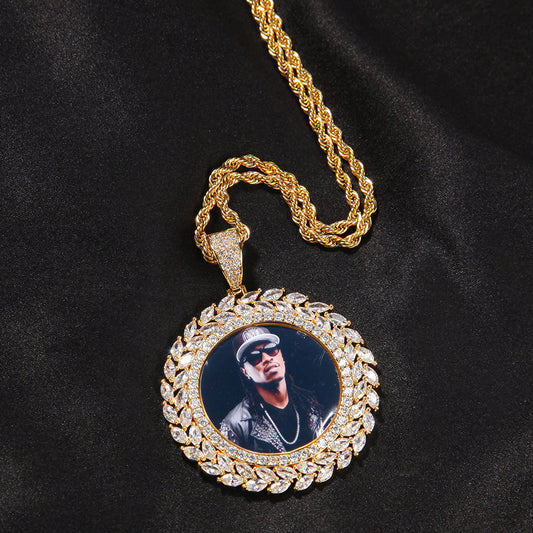 Laurel Wreath Iced Out Picture Pendant