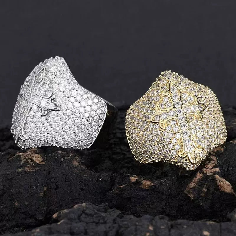Cross Zirconia Ring - Ice Grind