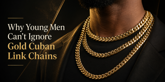 IceGrind gold cuban link chain blog cover featuring layered gold chains on a young man in a premium streetwear style