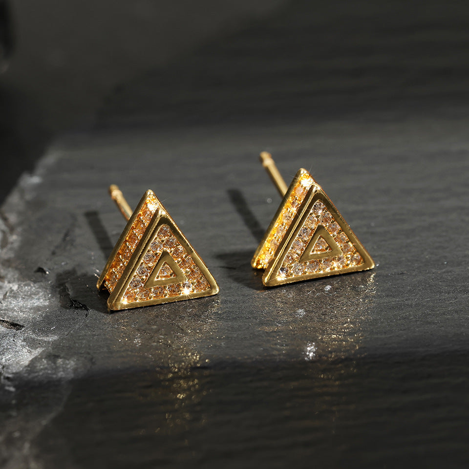 Gold Stud Earrings - Men's Triangle Earrings
