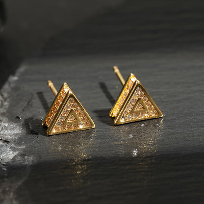 Gold Stud Earrings - Men's Triangle Earrings