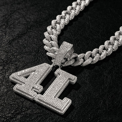 Custom Iced Number Pendant