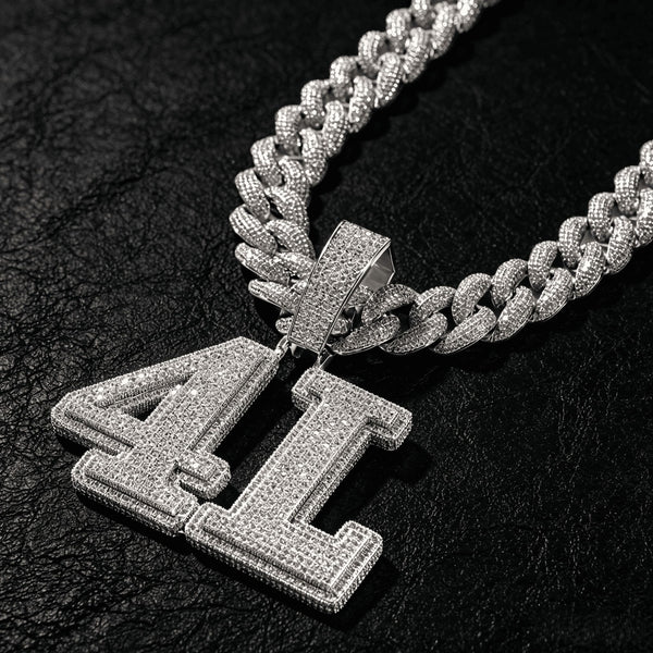 Custom Iced Number Pendant