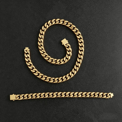 10MM 18K Gold Plated Cross Cuban Link Chain