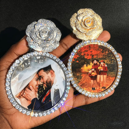 Custom Rose Iced Photo Pendant