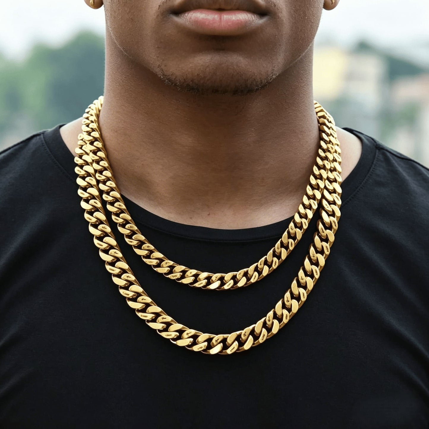 10MM 18K Gold Plated Cross Cuban Link Chain