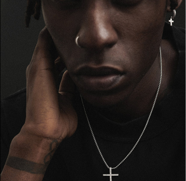 Micro Cross Drip Pendant - Ice Grind