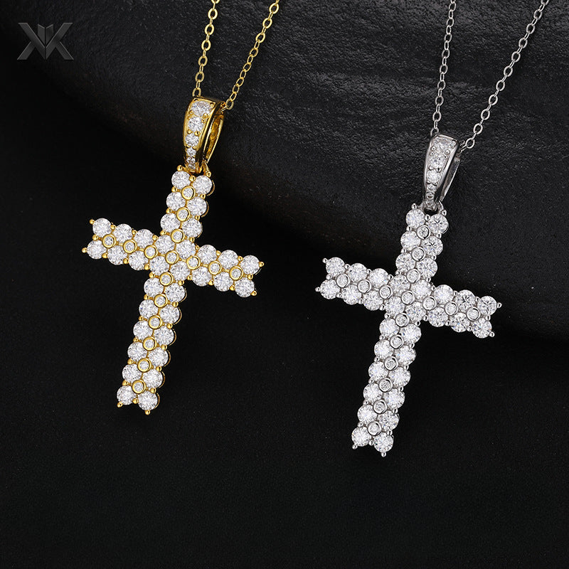S925 Moissanite Cross Pendant - Ice Grind