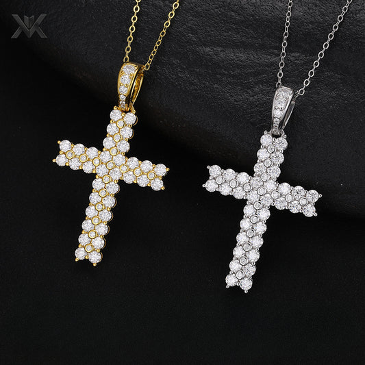S925 Moissanite Cross Pendant - Ice Grind