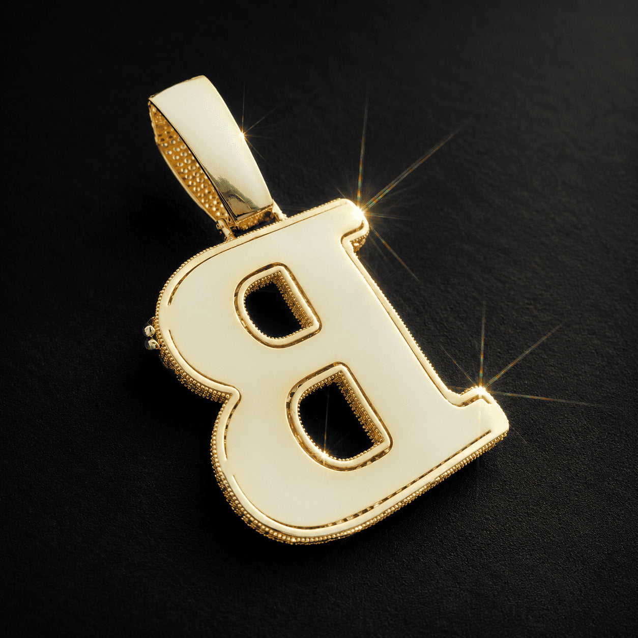 Gold Custom Initial Pendant - Iced Out Thorn Crown Letter
