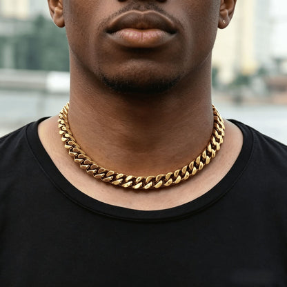 10MM 18K Gold Plated Cross Cuban Link Chain