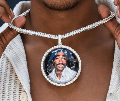 Round Iced Out Picture Pendant