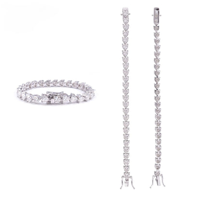 5MM Moissanite Tennis Chain - Heart Cut VVS S925 Silver