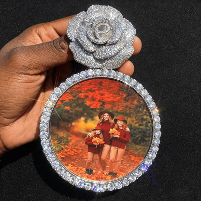 Custom Rose Iced Photo Pendant