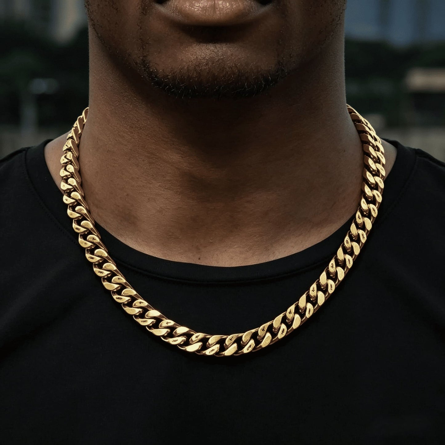 10MM 18K Gold Plated Cross Cuban Link Chain