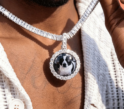 Round Iced Out Picture Pendant