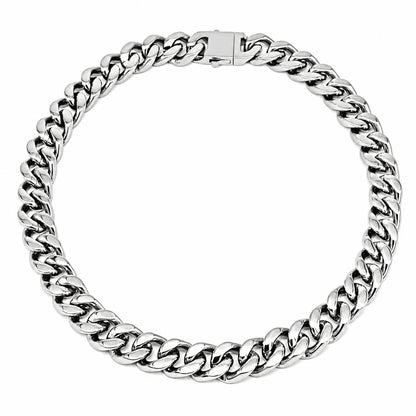 A full-circle studio shot of the IceGrind Miami Cuban Link Chain on a white background, featuring the secure custom box clasp and uniform link spacing.