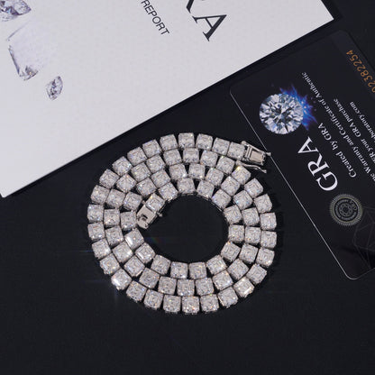 5MM Moissanite Tennis Chain - 0.8CT Asscher VVS Silver