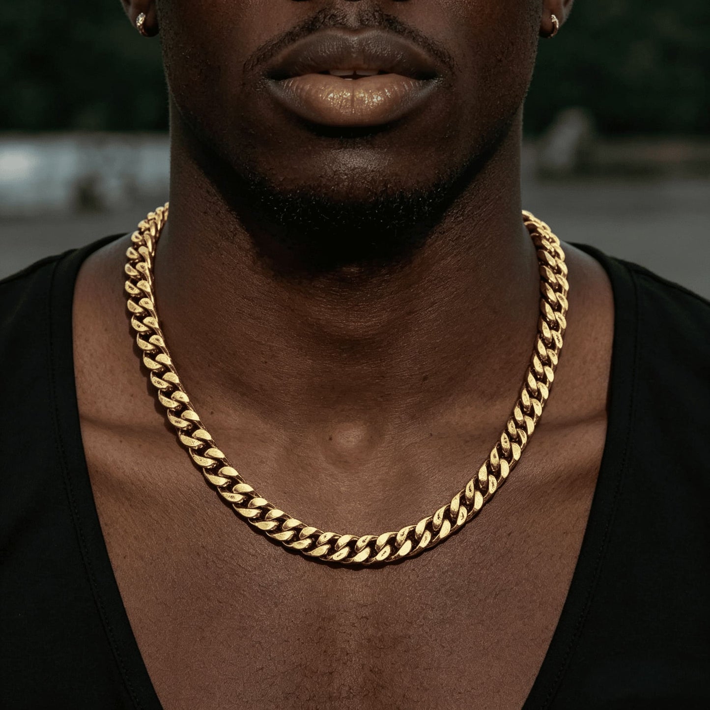 10MM 18K Gold Plated Cross Cuban Link Chain