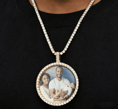 Round Iced Out Picture Pendant
