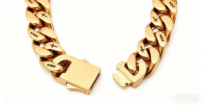 10MM 18K Gold Plated Cross Cuban Link Chain
