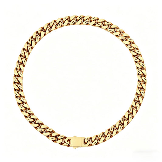 12MM 18K Gold Cross Cuban Link Chain