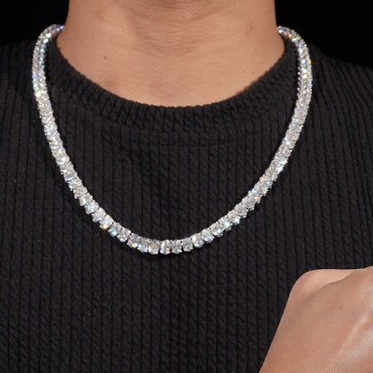 7MM moissanite tennis chain worn around the neck