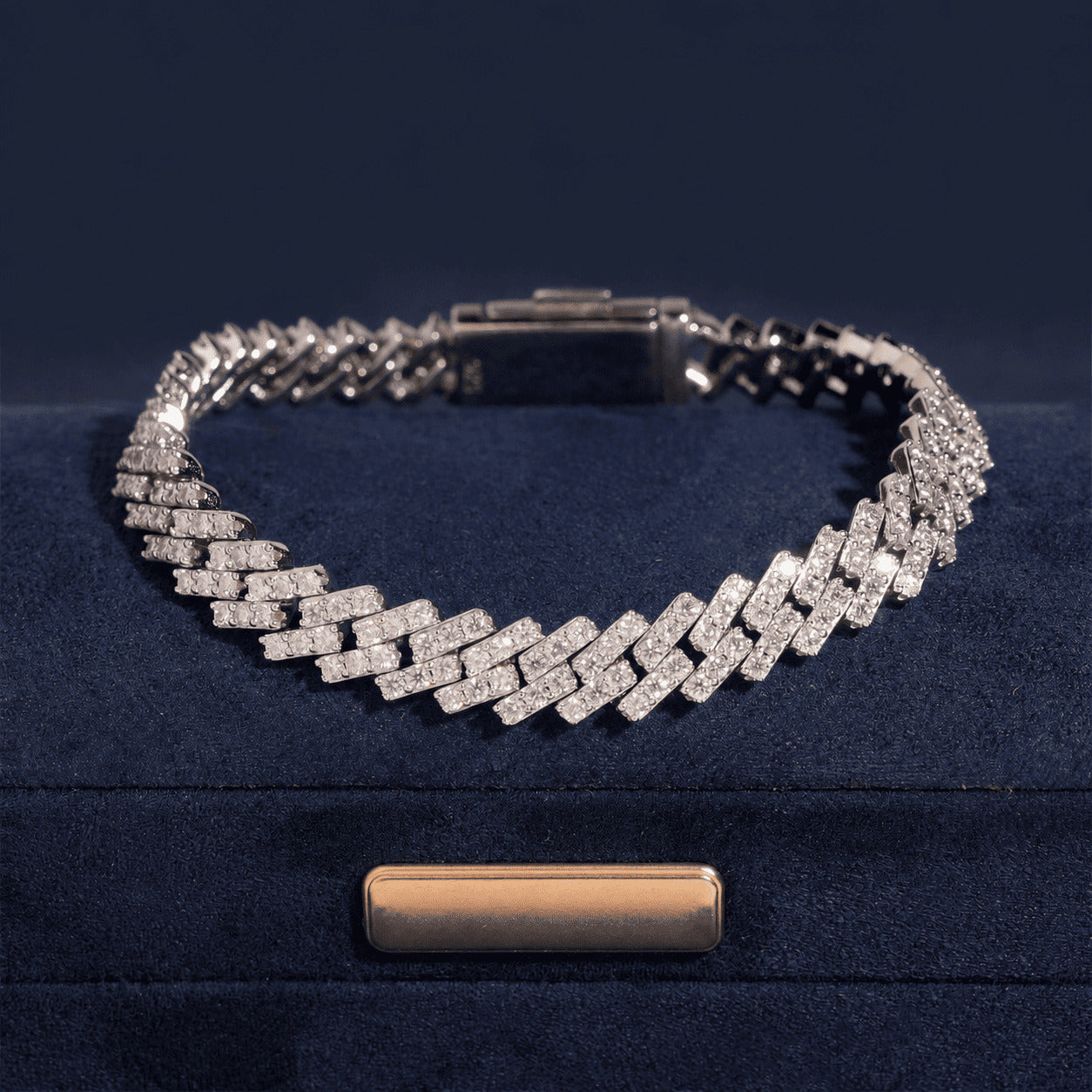 8MM Moissanite Cuban Link Chain - Single Row VVS S925 Silver