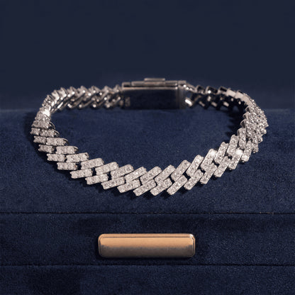 8MM Moissanite Cuban Link Chain - Single Row VVS S925 Silver