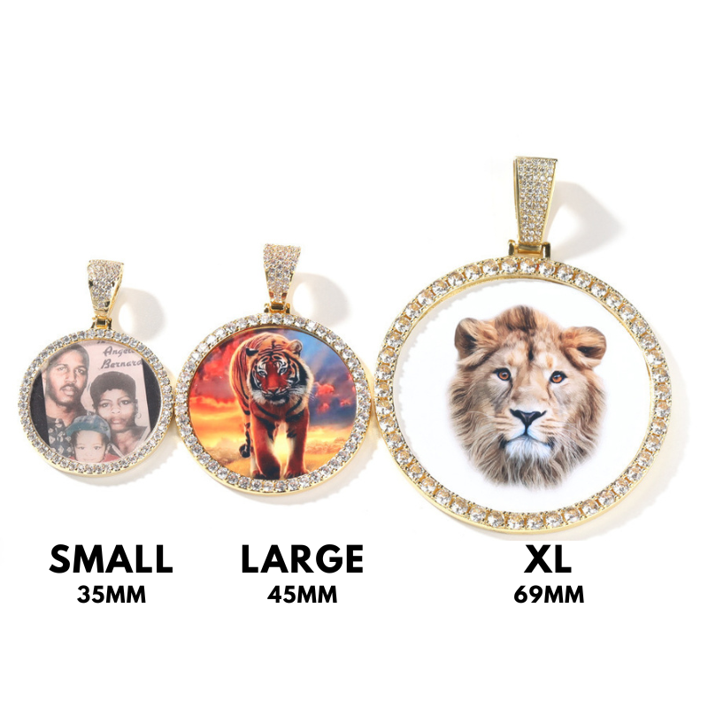Round Iced Out Picture Pendant