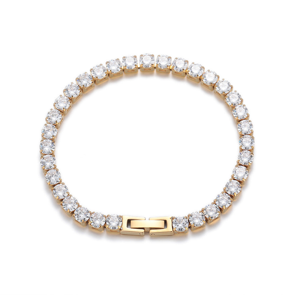 5MM Gold Tennis Bracelet - Classic Round Stone