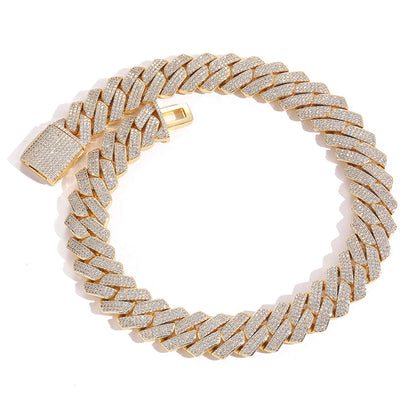 20MM Yellow Gold Iced Out Cuban Link Chain - 3 Row VVS
