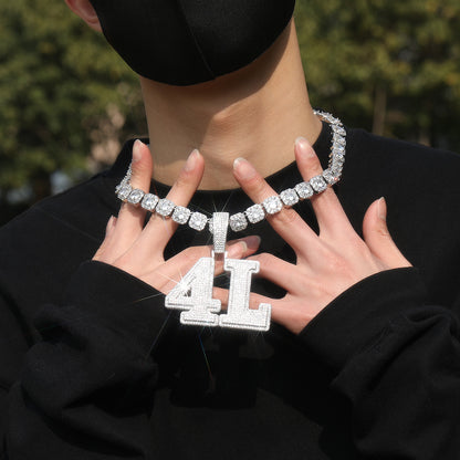 Custom Iced Number Pendant