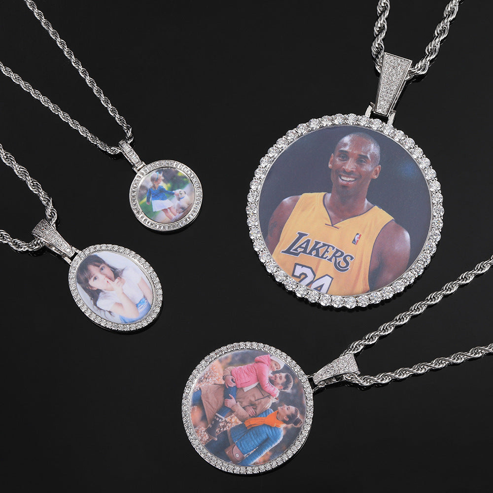 Moissanite Picture Pendant - Round VVS Photo Medallion