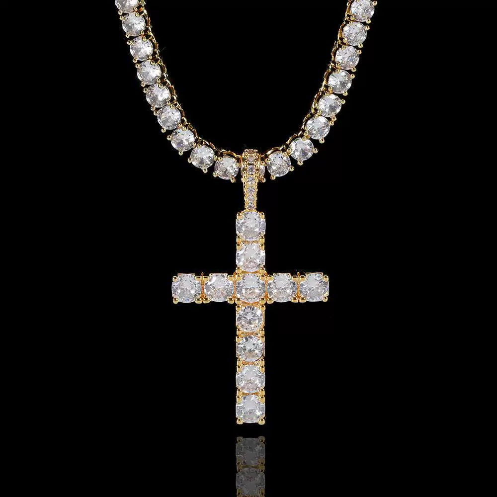 The Iced Cross – 5A Cubic Zirconia Pendant - Ice Grind