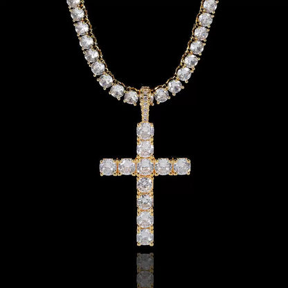 The Iced Cross – 5A Cubic Zirconia Pendant - Ice Grind